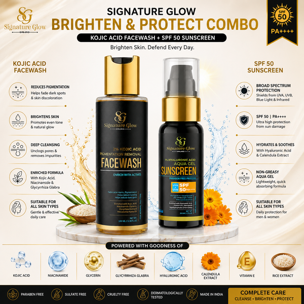 Signature Glow Brighten & Protect Combo — Kojic Acid Facewash + SPF 50 Sunscreen
