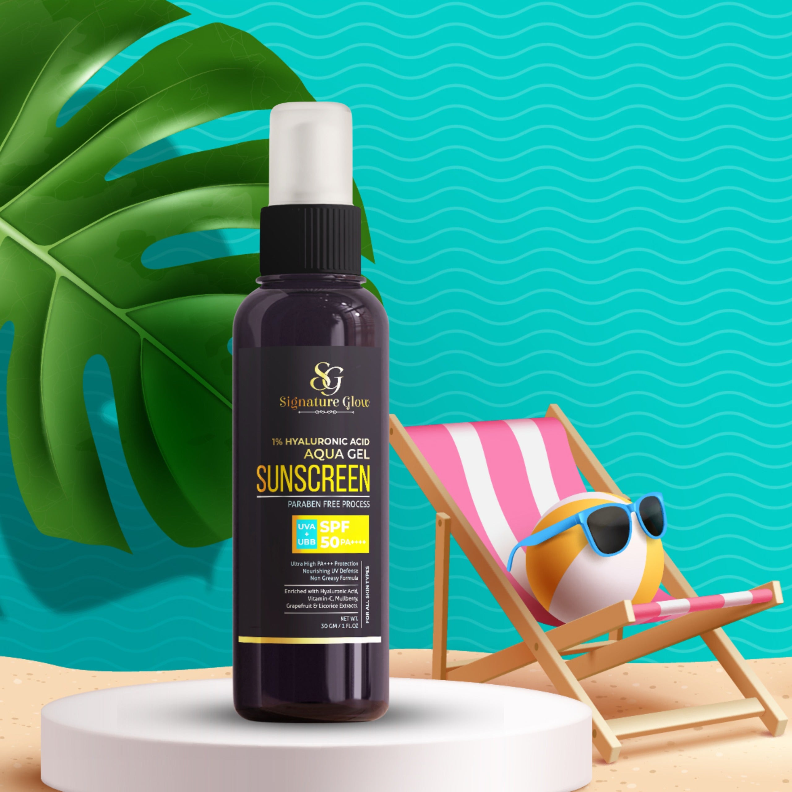 Signature Glow 1% Hyaluronic Acid Aqua Gel Sunscreen SPF 50 PA++++