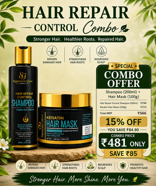 Signature Glow Hair Repair Combo — Keratin Hair Mask + Hair Fall Control Shampoo
