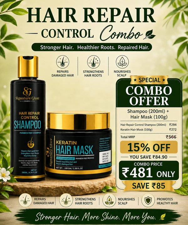 Signature Glow Hair Repair Combo — Keratin Hair Mask + Hair Fall Control Shampoo